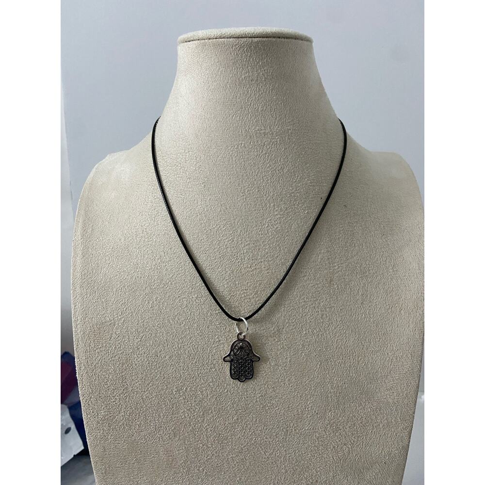 Hamsa pendant necklace silver tone